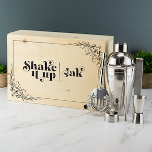 Personalised Cocktail Set Complete with Custom Printed Box Home Bar Enthusiasts Drink Set Design 2