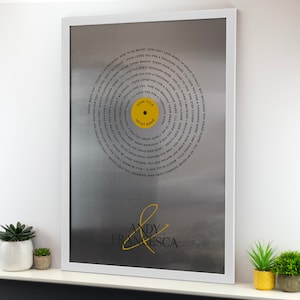 Póster de vinilo con letras de canciones, impresión en aluminio, música, amor, cumpleaños, boda, Navidad, marco, decoración artística.