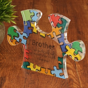 Personalised Printed Jigsaw Acrylic Block Plaque Your Text Printed Free Standing Ornament