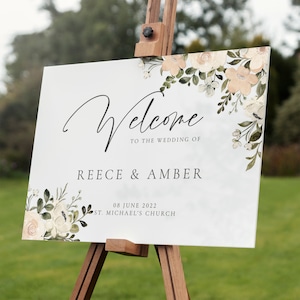 Personalised Wedding Welcome Sign Foliage Acrylic Poster Print Entrance Wedding Decor Design 4