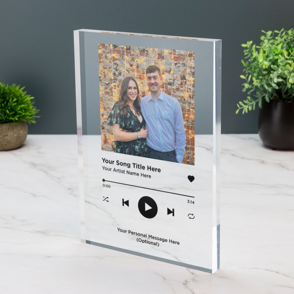 Personalised Song Acrylic Block Plaque With Photo Print Your Song Album Music Choice