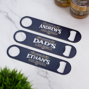 Personalised Vintage Bar Blade Dads Beer Bottle Opener Printed Stainless Steel