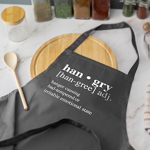 Hangry Printed Apron Baking Funny Dictionary Definition Home Cooking Chef Several Colours Available