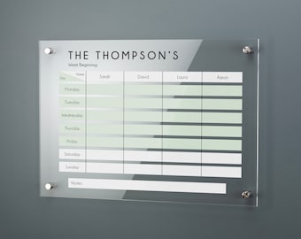 Personalised Acrylic Weekly Planner Plaque House Sign Printed Organiser Signage