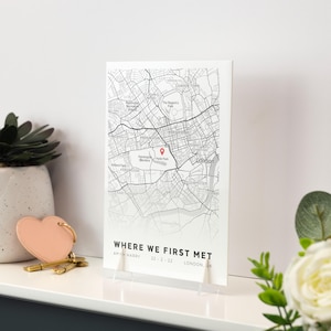 Lieu où nous nous sommes rencontrés pour la première fois Impression personnalisée de la ville Plaque acrylique personnalisée N'importe quel endroit Premier rendez-vous Là où tout a commencé Anniversaire Cadeau