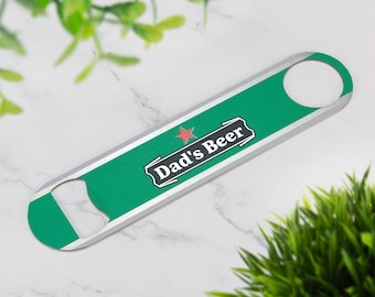 Personalised Beer Bottle Opener Bar Blade Dads Beer Bottle Opener Printed Stainless Steel - Design 3