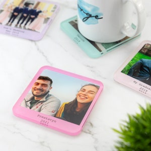 Personalised Photo Coaster Printed Acrylic Drinks Coaster - Novelty Coaster Gift