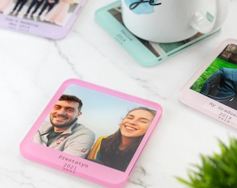 Personalised Photo Coaster Printed Acrylic Drinks Coaster - Novelty Coaster Gift