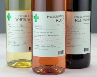 Étiquette de vin personnalisée avec ordonnance, autocollant en vinyle rose blanc rouge, drôle de nouveauté, cadeau d'anniversaire