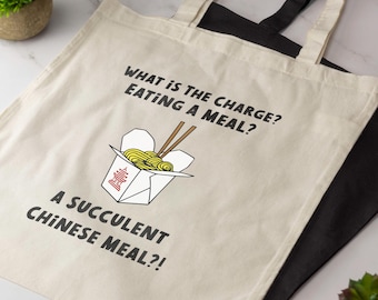 A Succulent Chinese Meal Tote Bag Funny Novelty Cotton Shopper Bag Long Handle Tote Foodie Meme Gift Reusable Bag Birthday Christmas Gift
