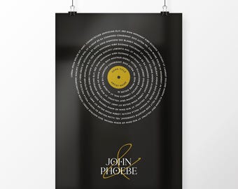 Persönliche Vinyl-Schallplatte Mit Deinem Songtext Als Wandkunst – Mit Oder Ohne Rahmen