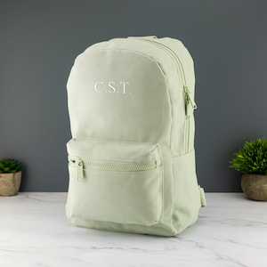 Personalised Kids Backpack Embroidered with Name Initials Choice of Colours School Bag with Adjustable Straps Pistachio