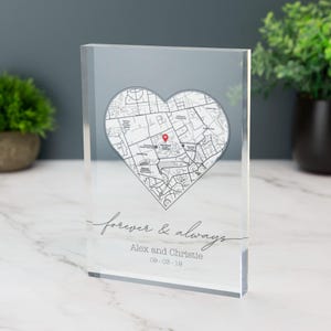 Onde nos conhecemos Mapa de coração personalizado com impressão de bloco de acrílico personalizado da cidade Qualquer local Primeiro encontro Onde tudo começou Presente de aniversário