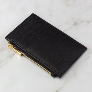 Leather Card Holder Coin Purse Luxury Personalised Card Wallet Black