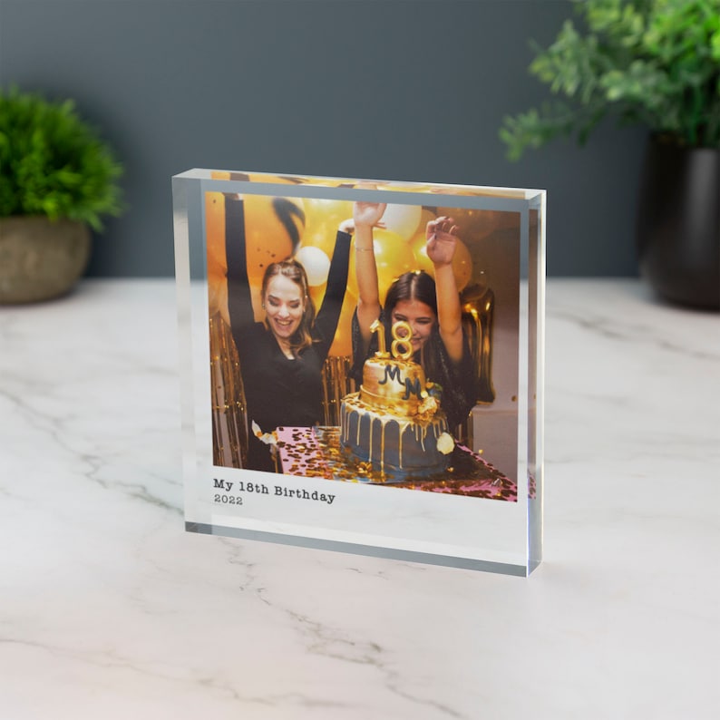 Personalised Photo Print Acrylic Block Plaque With Custom Message image 2