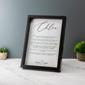 Wedding Vows Printed Plaque Available With Frame Wedding Anniversary Gift 2