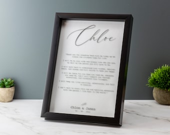 Wedding Vows Printed Plaque Available With Frame Wedding Anniversary Gift 2