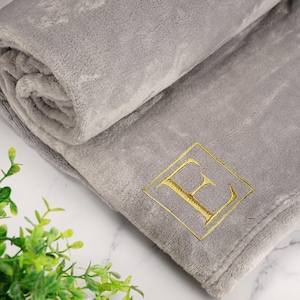 Embroidered Blanket Custom Monogram Date Personalised Fleece Blanket For Him For Her Couples Gift