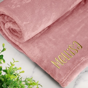 Embroidered Blanket Couples Gift - Custom Name Date Personalised Fleece Blanket For Him For Her