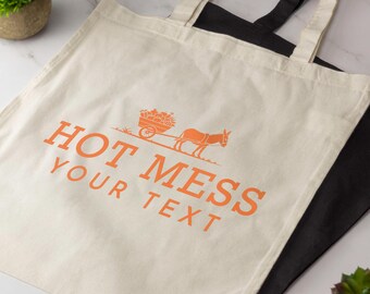 Hot Mess Tote Bag Funny Novelty Cotton Shopper Bag Long Handle Tote Sarcastic Humour Gift Reusable Eco Bag Birthday Christmas Gift Joke