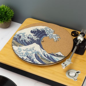 The Great Wave of Kanagawa Art platenspeler slipmat draaitafel DJ slipmat afbeelding 1