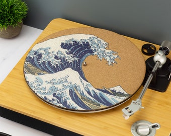 The Great Wave of Kanagawa Art Record Player Slip Mat Turn Table DJ Slip Mat