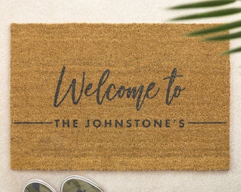 Personalised Brush Door Mat Front Door Mat Custom Printed First Home Couple&#39;s Gift Family Name