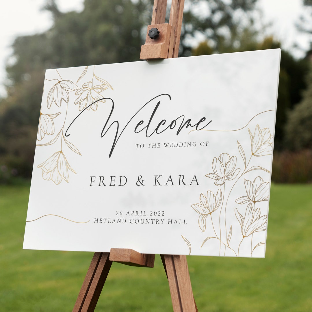 Personalised Wedding Welcome Sign Foliage Acrylic Poster Print