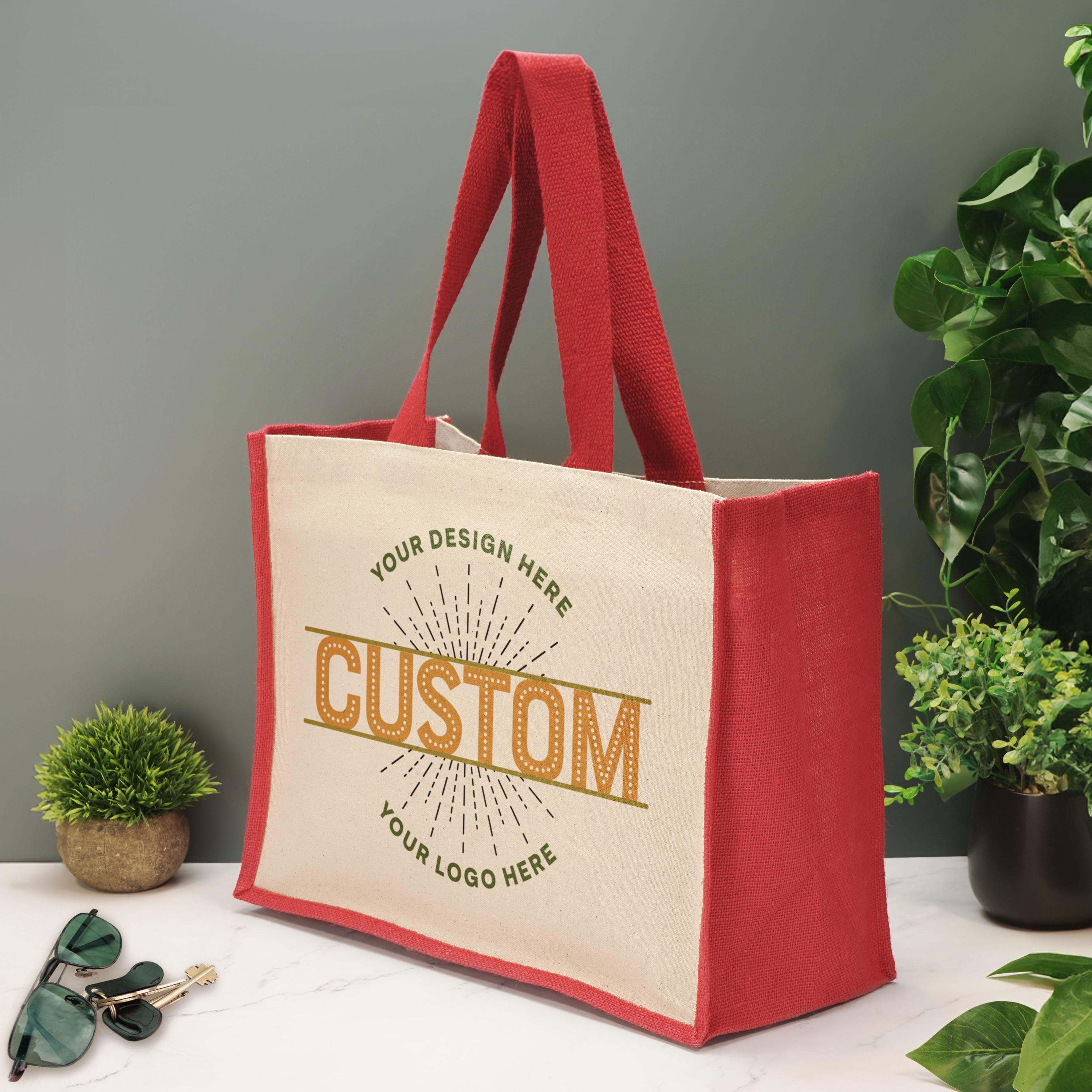 Custom Logo Tote Bag Business Logo Large Jute Shopping Bag Corporate Gift Small Business Merchandise