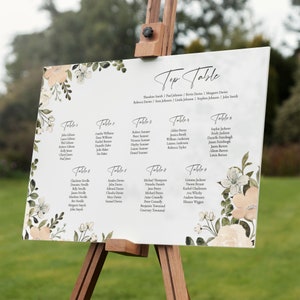 Personalised Wedding Table Plan Layout Sign Foliage Acrylic Poster Print Entrance Wedding Decor Floral Design