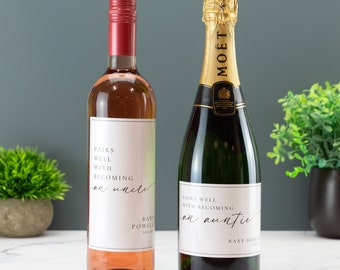 Pairs Well With Pregnancy Announcement Wine Champagne Personalised Label Vinyl Sticker