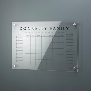 Personalised Acrylic Monthly Planner Plaque House Sign Printed Organiser Signage