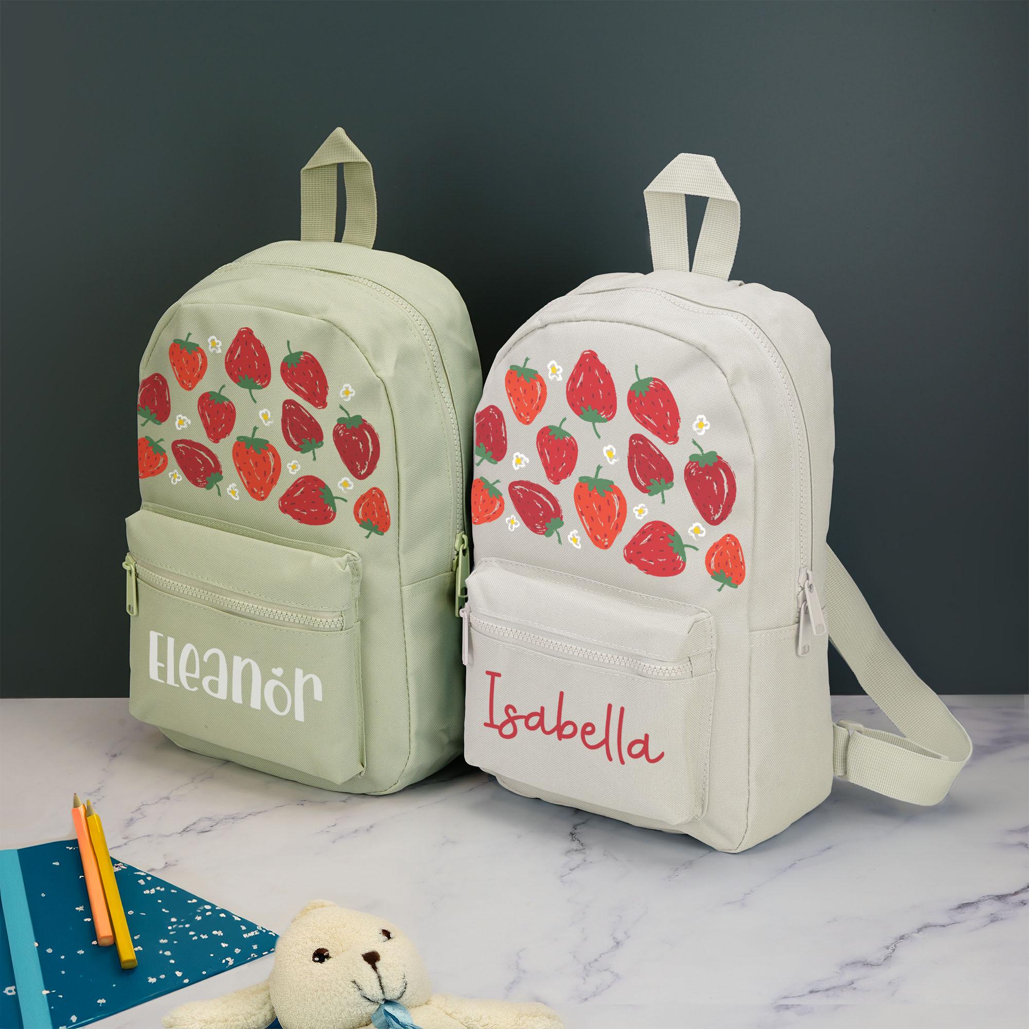 Personalized Strawberry Corduroy Backpack Lunch Bag Set