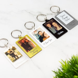 Personalised Photo Keyring Custom Message Keychain Boyfriend Girlfriend Valentines Music Love Birthday Wedding Christmas zdjęcie 1