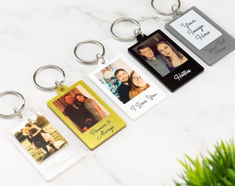 Personalised Photo Keyring Custom Message Keychain Boyfriend Girlfriend Valentines Music Love Birthday Wedding Christmas