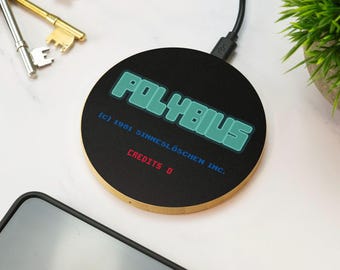 Polybius Wireless Charger Wooden Retro Gaming Code Design Arcade Mystery Desk Accessory Gift