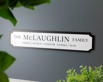 Personalised Family Name Street Sign Kitchen Home Vintage Acrylic UV Printed Mancave Gift Choice of Colours