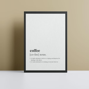 Coffee Definition Poster Print Personalised Wall Art Dictionary Definition Print - Available With Frame