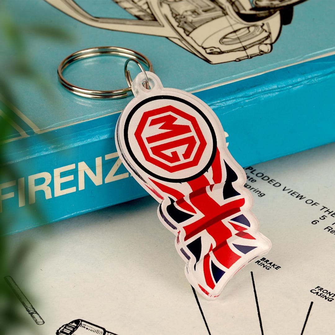 MG Badge Keyring Classic British Union Jack Badge Car Keychain Official ...