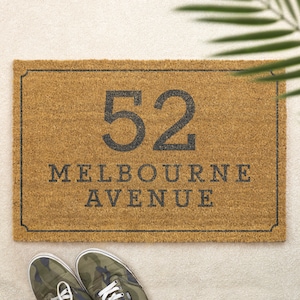 Brush Door Mat Personalised Front Door Mat Custom Printed First Home Couple's Gift Bordered Address