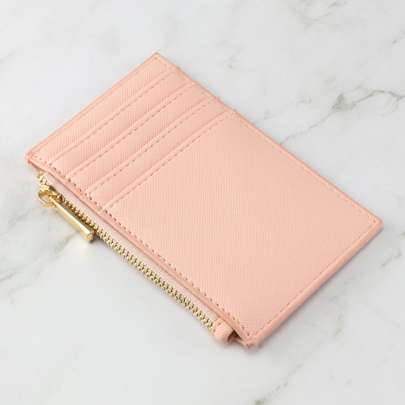 Leather Card Holder Coin Purse Luxury Personalised Card Wallet Pink