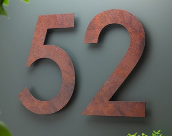 Modern House Numbers Printed Rust Effect Address Signage - Rusty Effect Acrylic - Multiple Sizes Available