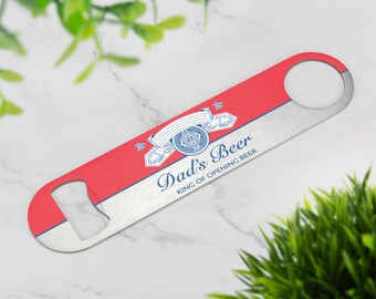 Personalised Beer Bottle Opener Bar Blade Dads Beer Bottle Opener Printed Stainless Steel - Design 2