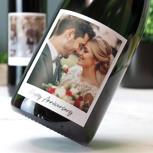 Custom Photo Wine Label Sticker Couples Birthdays Anniversary Wedding Personalised Picture Gift also works with Prosecco Champagne