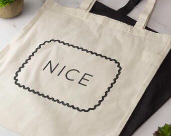 Nice Biscuit Tote Bag Funny Novelty Cotton Shopper Bag Long Handle Tote British Biscuit Foodie Gift Reusable Eco Bag Tea Lover Gift
