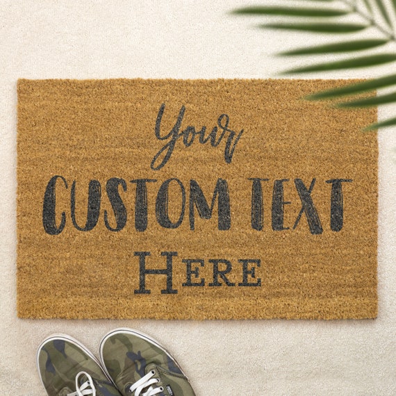 Brush Door Mat Personalised Front Doormat Custom Printed First Home Couple's Gift Your Text Here