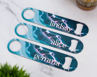 Personalised Marble Bar Blade Aqua Beer Bottle Opener Printed Stainless Steel