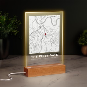Wo alles begann Schild | Personalisierte Karte | Benutzerdefinierte beleuchtete LED-Plakette | Erstes Date | Wo wir uns zum ersten Mal trafen
