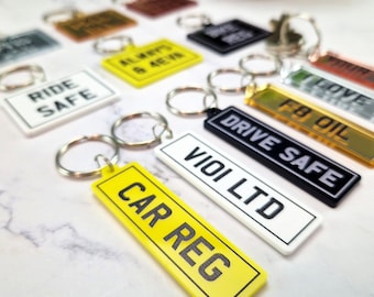 Personalised Number Plate Keyring Car Bike Acrylic Laser Cut Gift Handmade UK