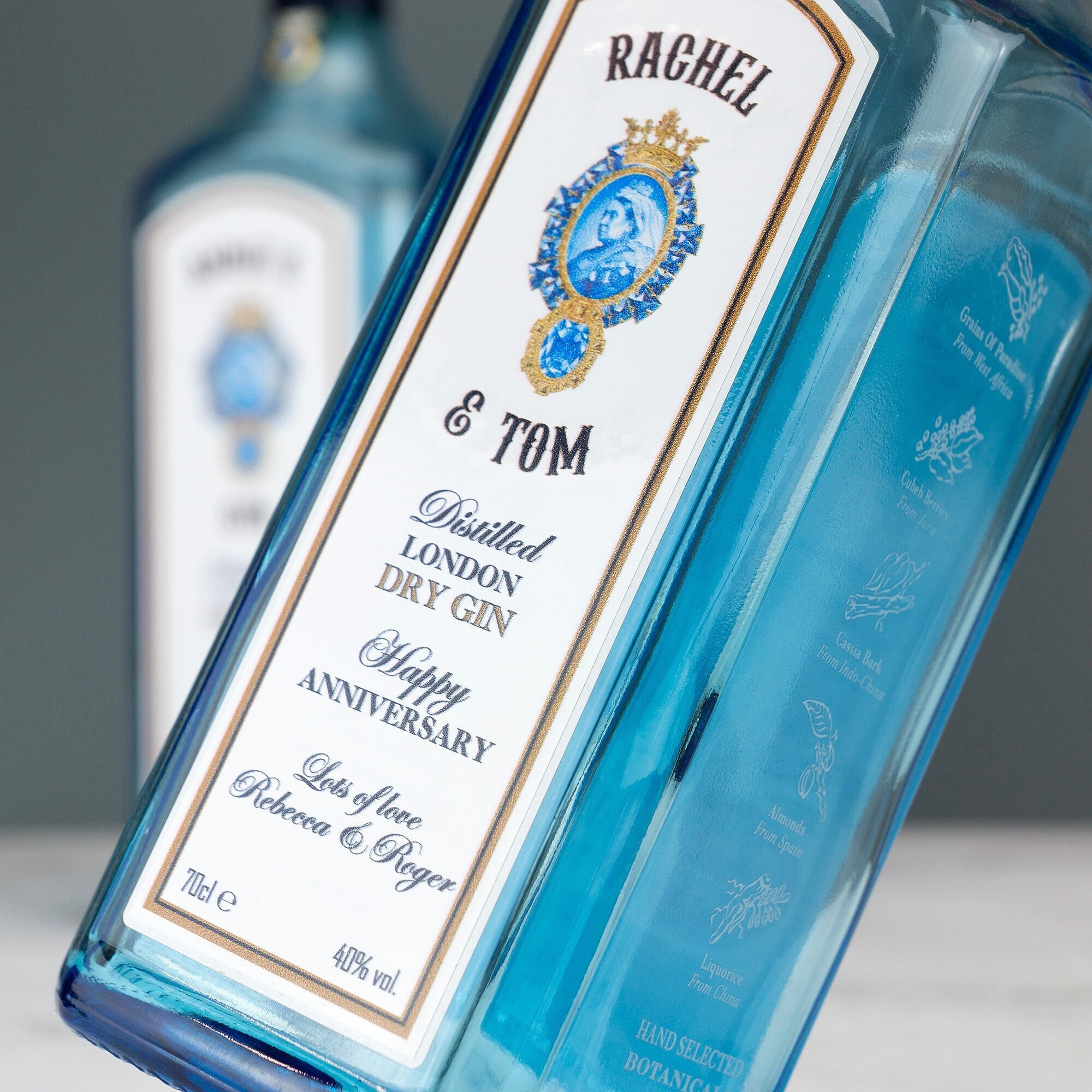Gin sans alcool personnalisé - Blue Marble - message personnalisé